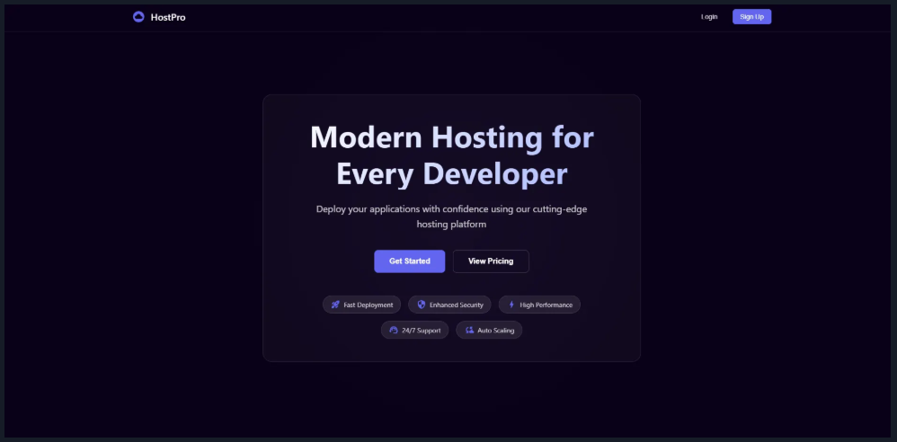 Hosting Landing Page